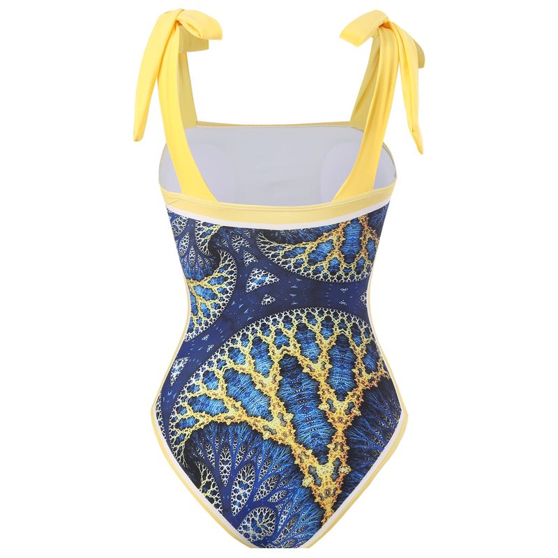 Damenbekleidung Retro Bedruckter Badeanzug Konservativer Einteiler Chiffonbluse Zweiteiliger Badeanzug_voghion.com