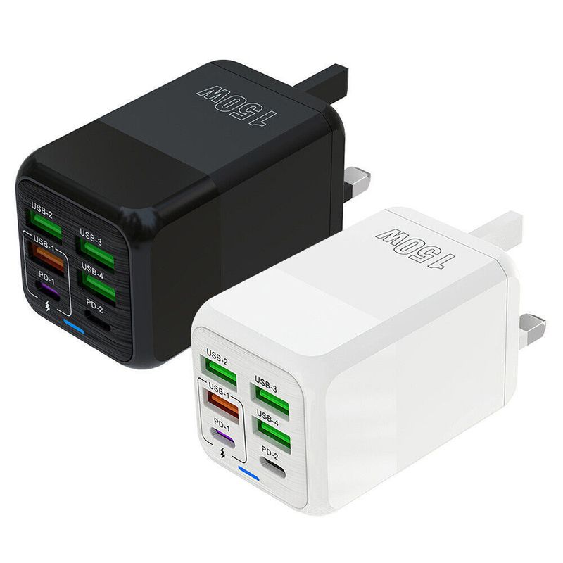 150W Multi-Port USB-C Stecker Super Schnelle Wand Ladegerät Power Adapter Für IPhone IPad_voghion.com