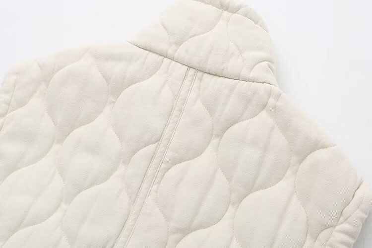 Women's clothing 2024 autumn and winter new item diamond grid stand collar sleeveless cotton jacket vest_voghion.com