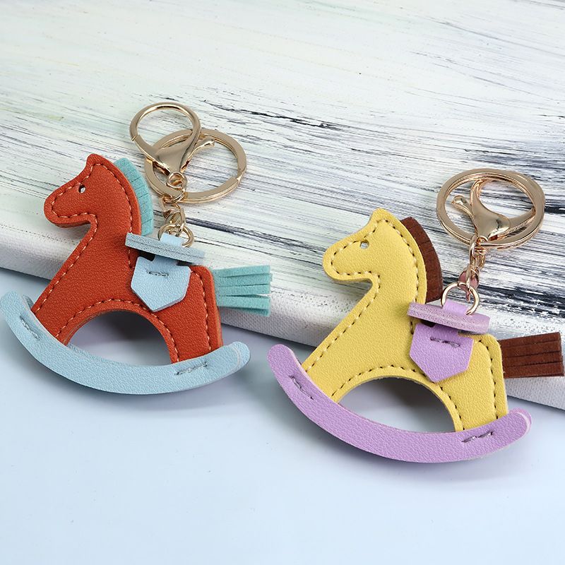 Leather Rocking Horse Keychain Accessory Pony Pendant Bag Pendant Cartoon Horse Keychain_voghion.com