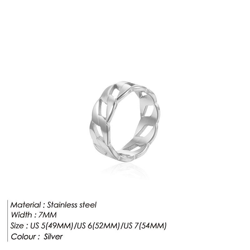 Anello con catena placcata in oro in acciaio inossidabile con personalità semplice di Chihang Jewelry_voghion.com