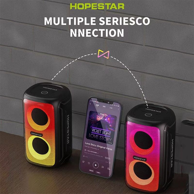 HOPESTAR Party 110 Mini Colorful Lights Wireless Bluetooth Speaker (Black)_voghion.com