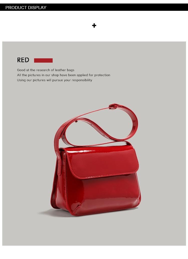 UR borsa quadrata piccola in pelle laccata di alta qualità per l'estate 2024 da donna, nuova borsa semplice rossa sotto le ascelle, nicchia in stile western_voghion.com