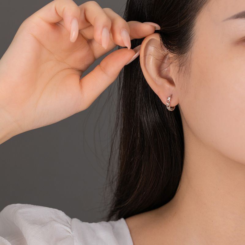 Orecchini versatili alla moda, intrecciati cavi, semplici, con catena geometrica in argento puro, stile hip-hop_voghion.com