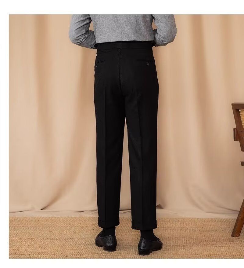 Cordhose im italienischen Stil für Herren – Hoch taillierte, weit geschnittene Hose mit geradem Bein (Dunkelgrau/Khaki/Braun/Schwarz, 28-36)_voghion.com