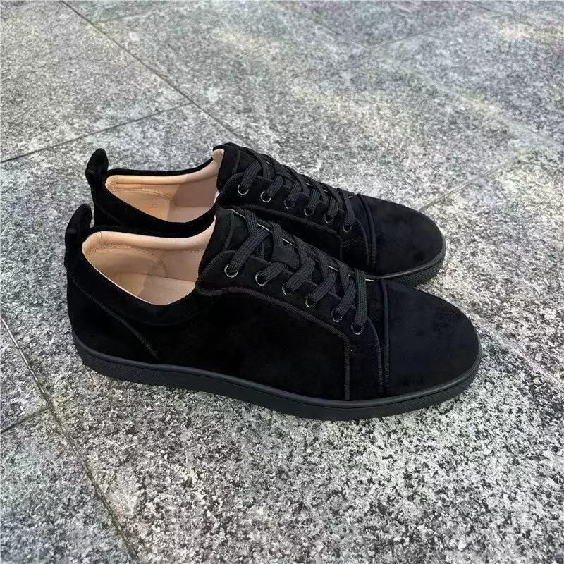 Top-level Version Standard Red Sole Low Top Leather Shoes Rivet Rhinestone Trendy Men's Non-Slip Wear-Resistant Lace-Up_voghion.com
