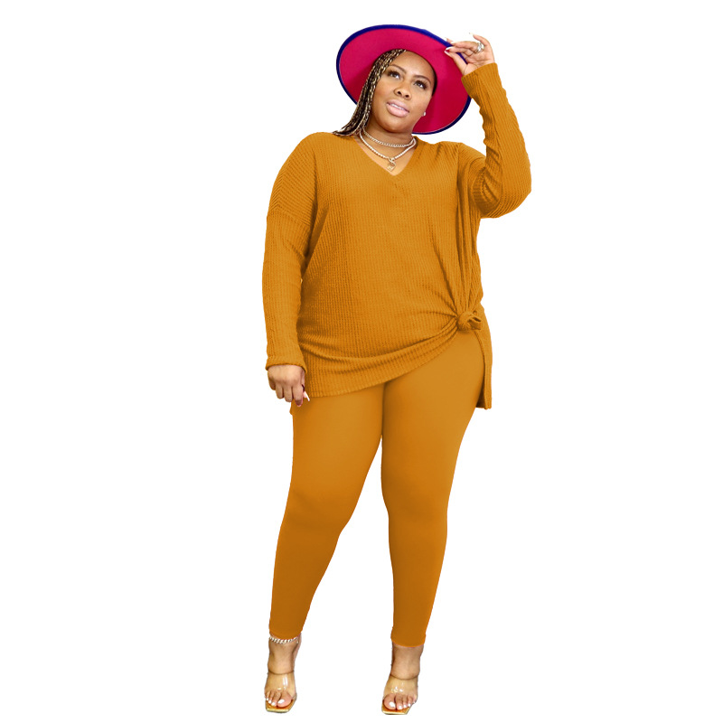 22505 Set nou din două piese, transparent, cu decolteu în V, lejer, casual, pentru femei, mărimi mari_voghion.com