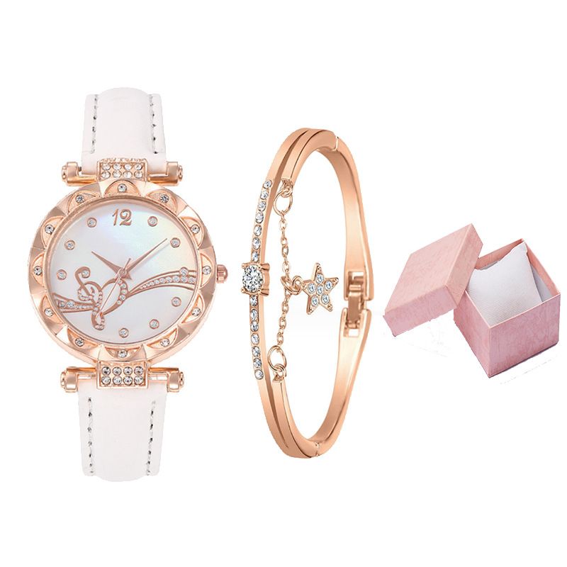 Damen Armbanduhr Mode Einfache Schmetterling Fünfteiliges Uhrenset_voghion.com