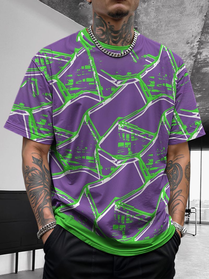 Nuovo design estivo da uomo, retrò, comodo, casual, elasticizzato, slim, basic, a maniche corte_voghion.com