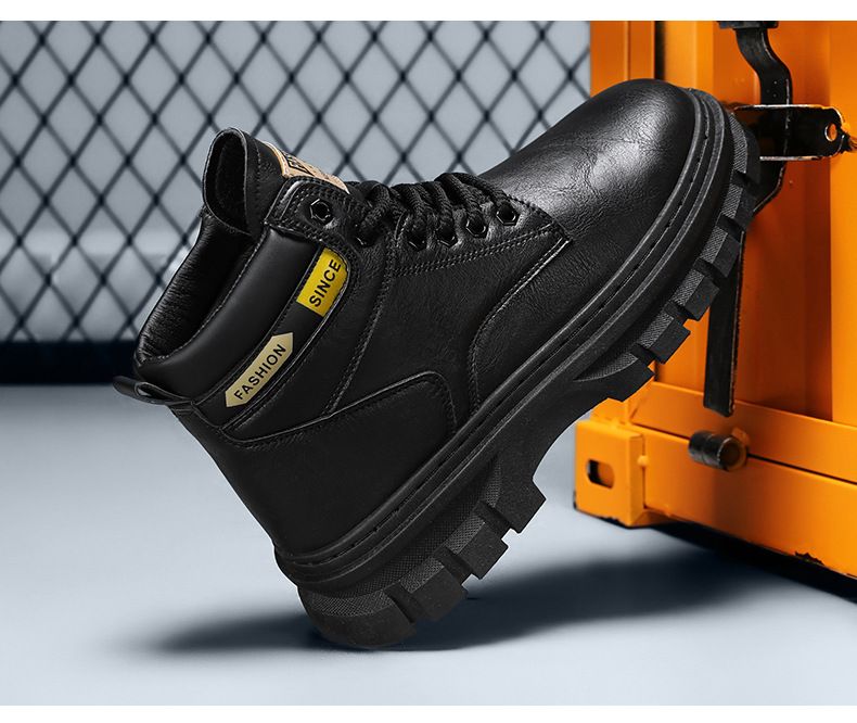 Men's Fashion High-Top Martin Boots - British Style Work Boots With Slip-Resistant Rubber Sole & Comfortable EVA Insole (Brown, Khaki, Black)_voghion.com