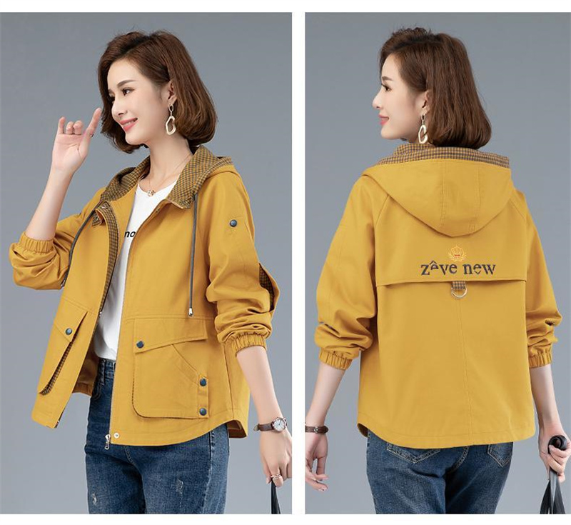 2022 NEW Spring Autumn Short jacket Middle-Aged Women Hooded Tops Loose Casual Coat Large Size Mother Outerwear_voghion.com