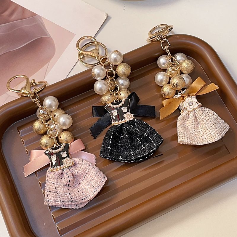 Versione coreana, moda creativa, fatto a mano, perla, metallo, grazioso ciondolo portachiavi, anello regalo_voghion.com