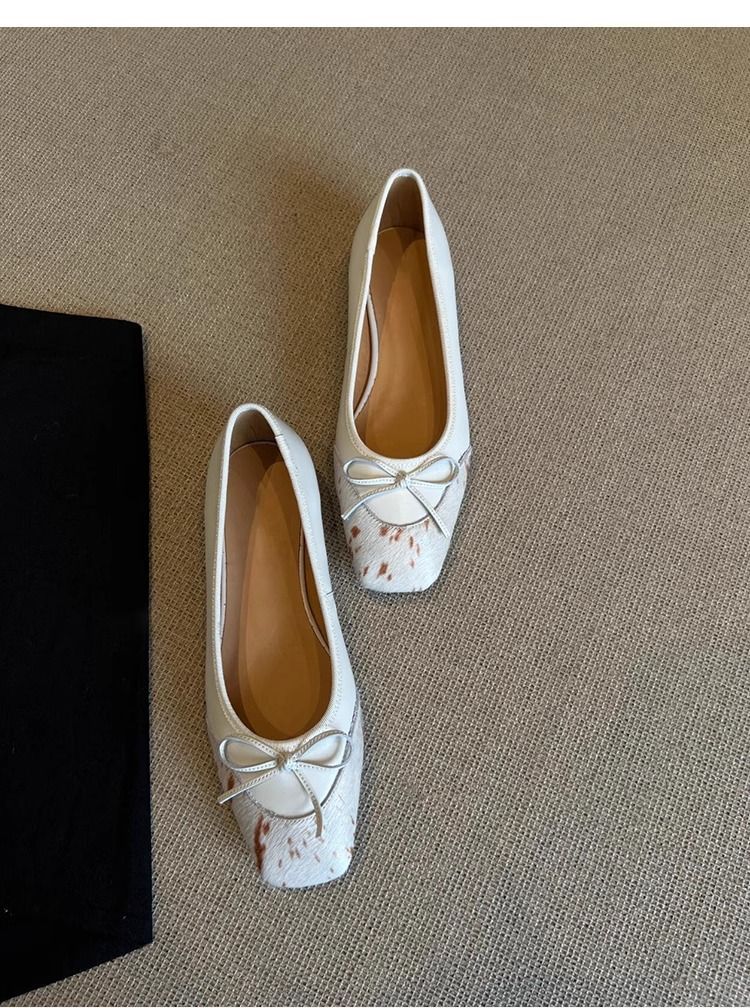 Scarpe basse con fiocco in pelle di pecora da donna_voghion.com