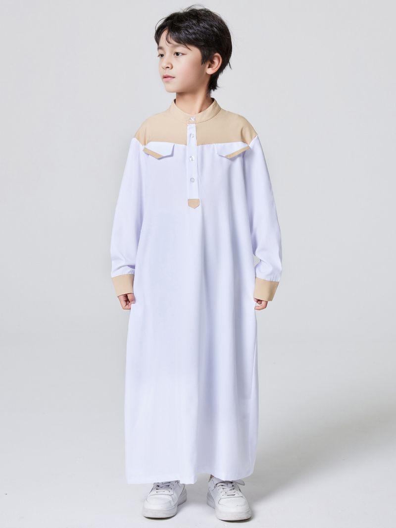 Jonge Meisjes Kleding Midden-Oosten Dubai Turkse Jongen Gewaad Deur Kraag Knoop Gewaad_voghion.com