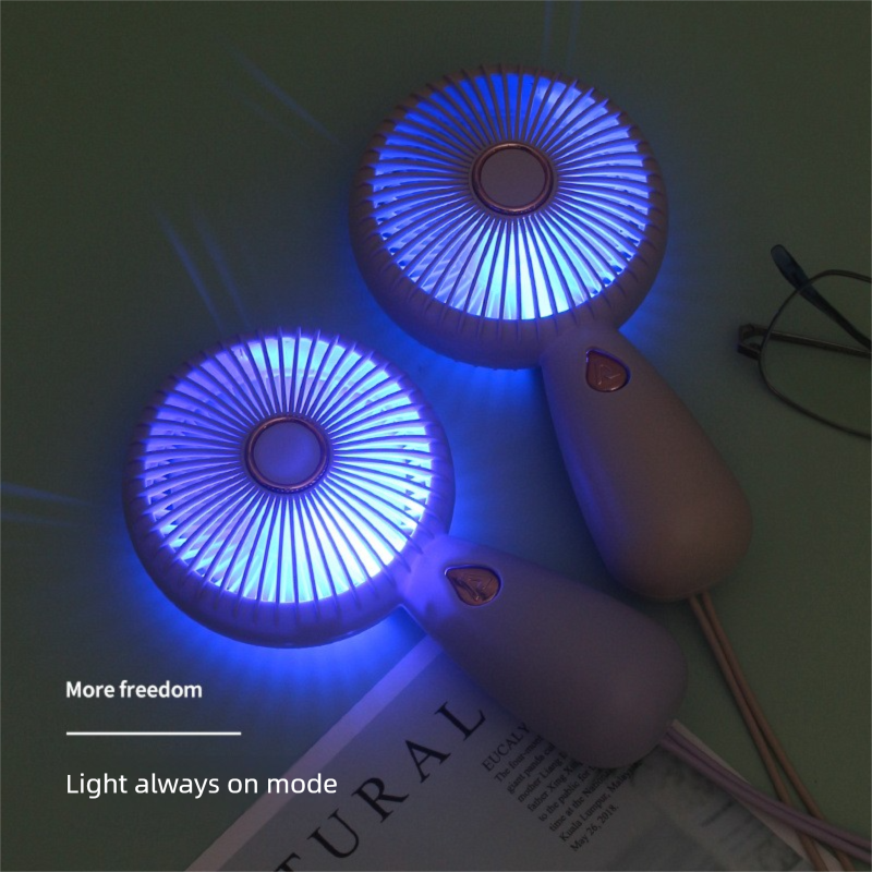 Ręczny wentylator LED, minimalistyczny, przenośny wentylator chłodzący z ładowaniem przez USB i oświetleniem, wentylator nocny do użytku osobistego, pomysł na prezent_voghion.com