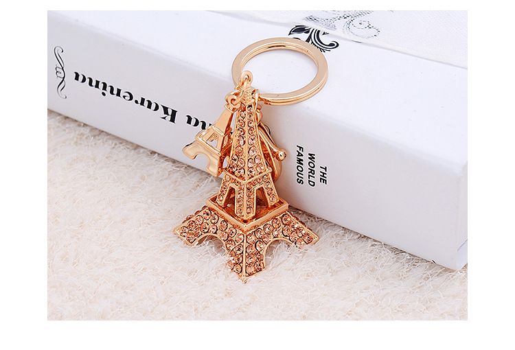 Korean Version Paris Eiffel Tower Diamond-Encrusted Alloy Keychain For Women, Decorative Bag Pendant, Exquisite Car_voghion.com