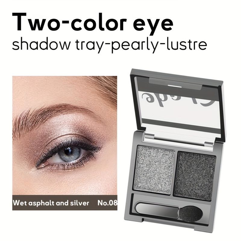 Zweifarbiger Perlglanz-Lidschatten mit Perlglanzschimmer, aufhellende Wirkung auf die Augen – einfach zu kombinieren und zu verblenden, natürliches Finish für Tages-/Bühnen-/Abend-Make-up, hohe Pigmentierung_voghion.com