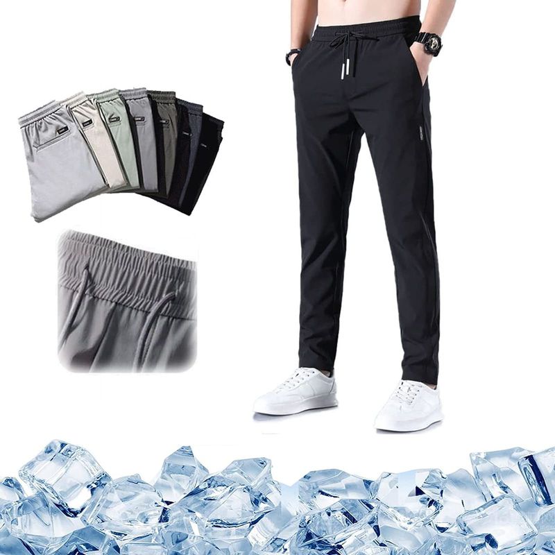 Pantaloni sport casual pentru bărbați, cu uscare rapidă, talie elastică, respirabil, pentru alergare, jogger, cu cordon, cu buzunare_voghion.com