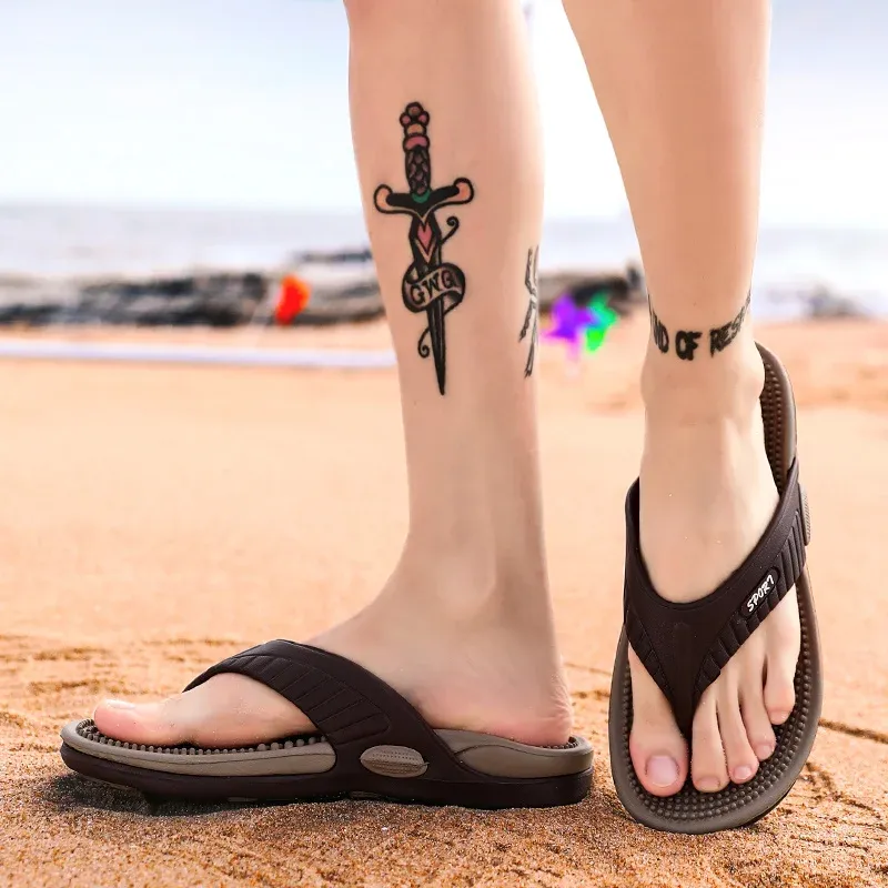 Massage-Flip-Flops für Herren, atmungsaktive Sommer-Strandschuhe, Sandalen für Herren, luxuriöse Flip-Flops, atmungsaktiv, Übergröße, Herren-Hausschuhe, Größe 46_voghion.com