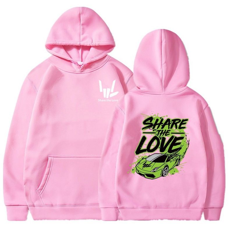 Felpa con cappuccio in pile stampato Share The Love, autunno e inverno 2025, abbigliamento leggero per bambini_voghion.com