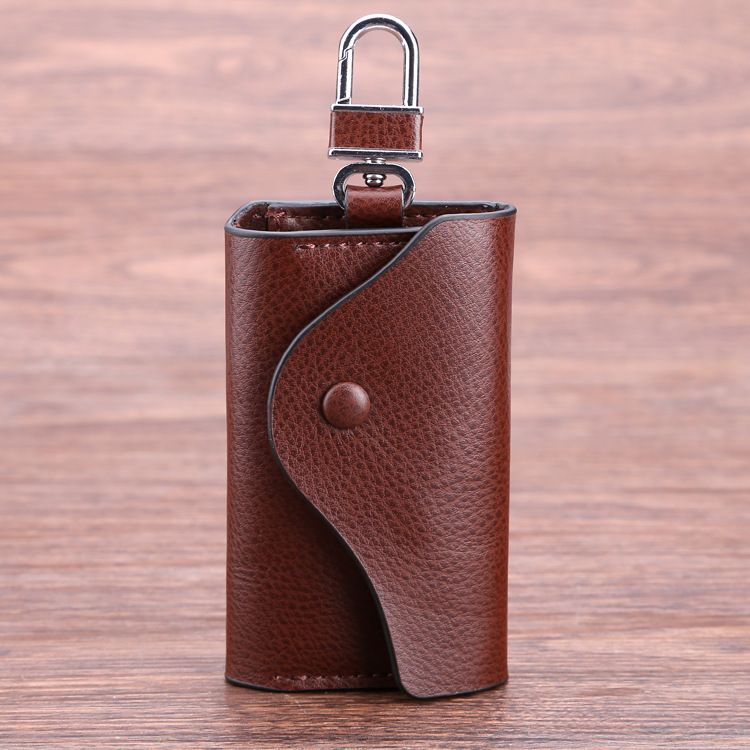 Men's Genuine Business Cowhide Door Key Case Keychain Leather 6002_voghion.com