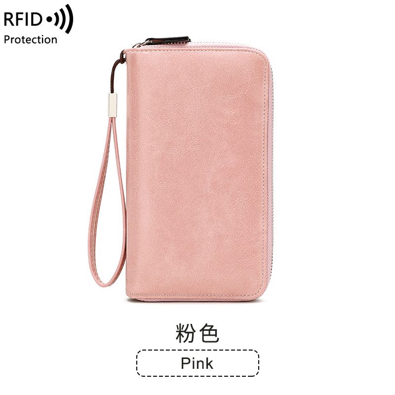 Nova carteira longa com zíper duplo e antirroubo RFID para mulheres, grande capacidade_voghion.com