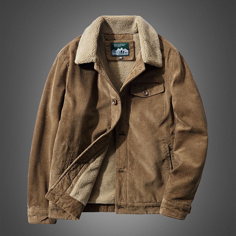 Giacca da uomo in cotone nuova, top casual largo in velluto a coste, più velluto spesso, giacca da uomo calda con colletto_voghion.com