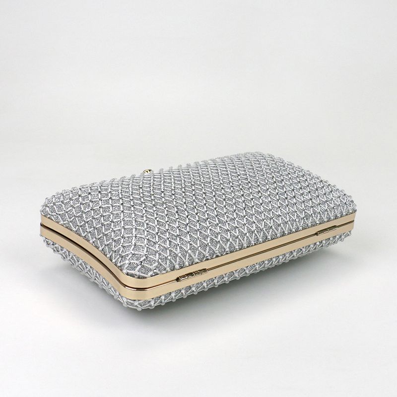 2025 Modische Clutch aus strukturiertem Mesh mit Diamantmuster, Abendtasche, Umhängetasche mit Kette, kleine Tasche_voghion.com