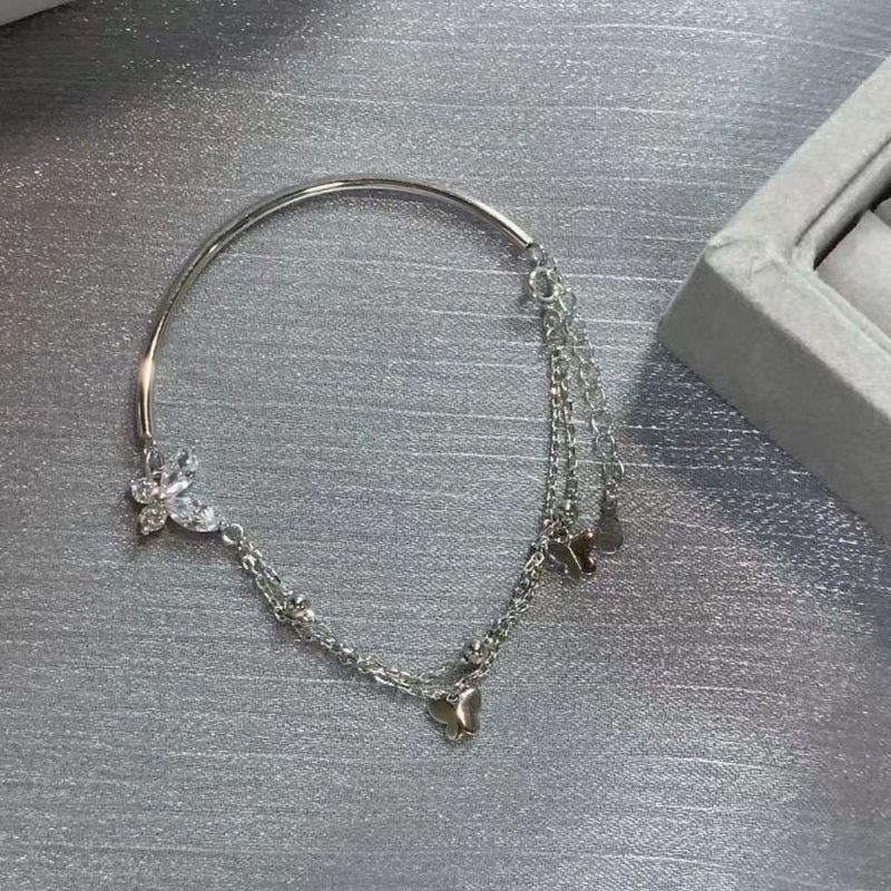 Pulseira Meia Pulseira Borboleta para Mulheres, Instagram Incolor, Design Pequeno e Elegante, Simples e Elegante, Presente de Dia dos Namorados para Mulheres_voghion.com