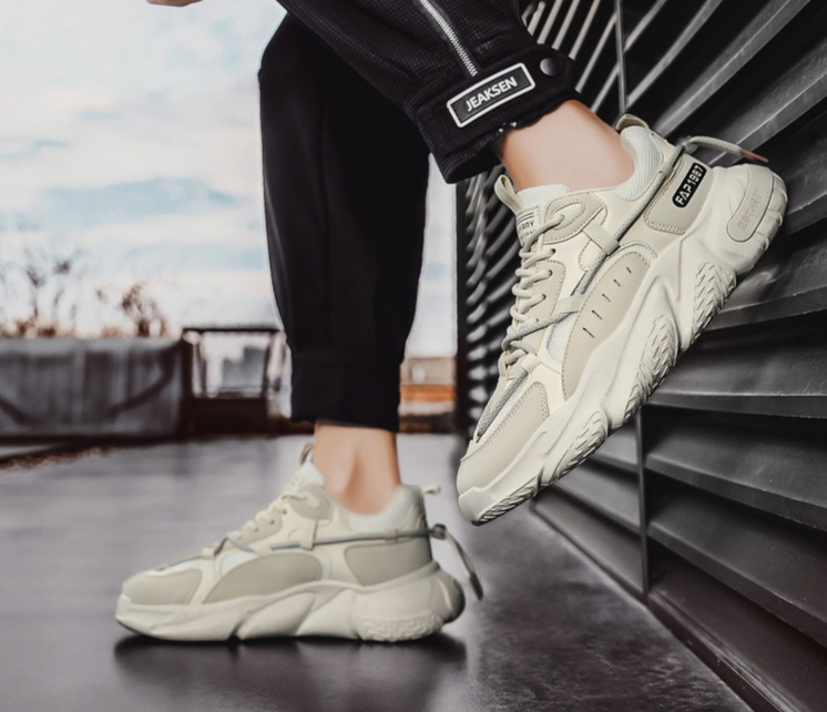 Autumn and Winter New Trendy Outdoor Student Thick Sole Sports Men's Personalized Fashion Lace up Breathable Mesh_voghion.com