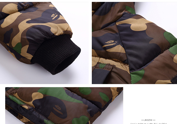 Veste matelassée en duvet pour enfants, col Camouflage, veste rembourrée amovible, épaisse et chaude, à la mode_voghion.com