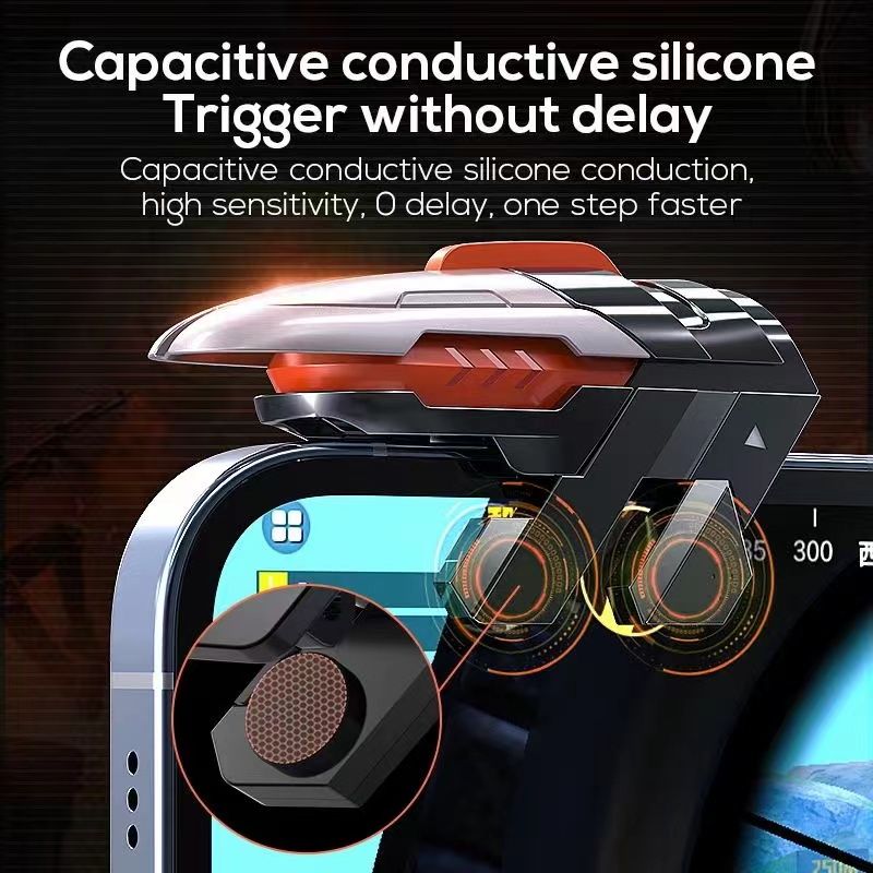 MEMO 6 Doigts Téléphone Portable ABS Jeu Déclencheur AK06 PUBG Visée Tir L1 R1 Alliage Clé Bouton Pour IOS Android Manette de Jeu_voghion.com