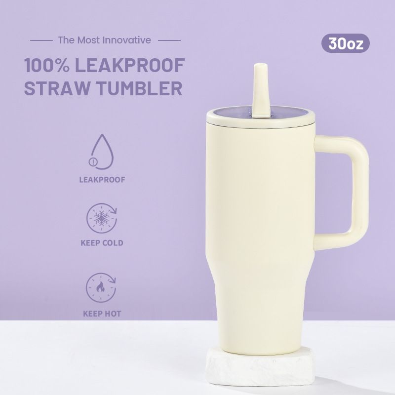 Thermos da 30 once a doppio strato, tazza termica portatile con cannuccia pieghevole a prova di perdite, per bere direttamente_voghion.com