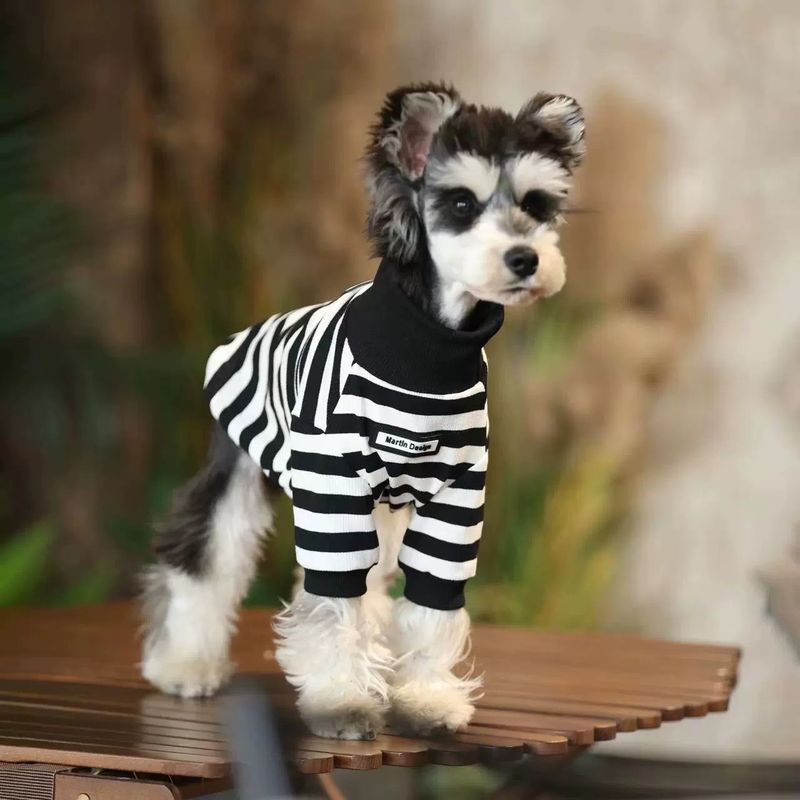 Hot-Selling Internet Celebrity Style High-Neck Zebra Stripe Autumn Winter Inner Wear For Schnauzer, Bichon, Pomeranian,_voghion.com
