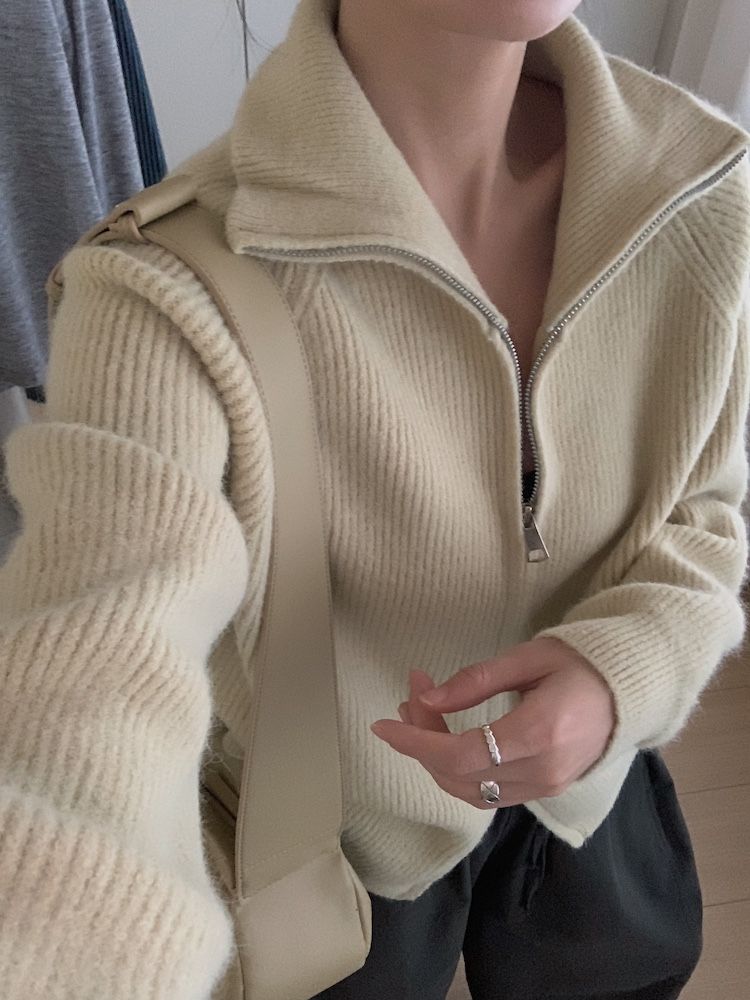 Herbst und Winter dicke doppelköpfige Reißverschluss High Neck Pullover Stehkragen Wolljacke_voghion.com