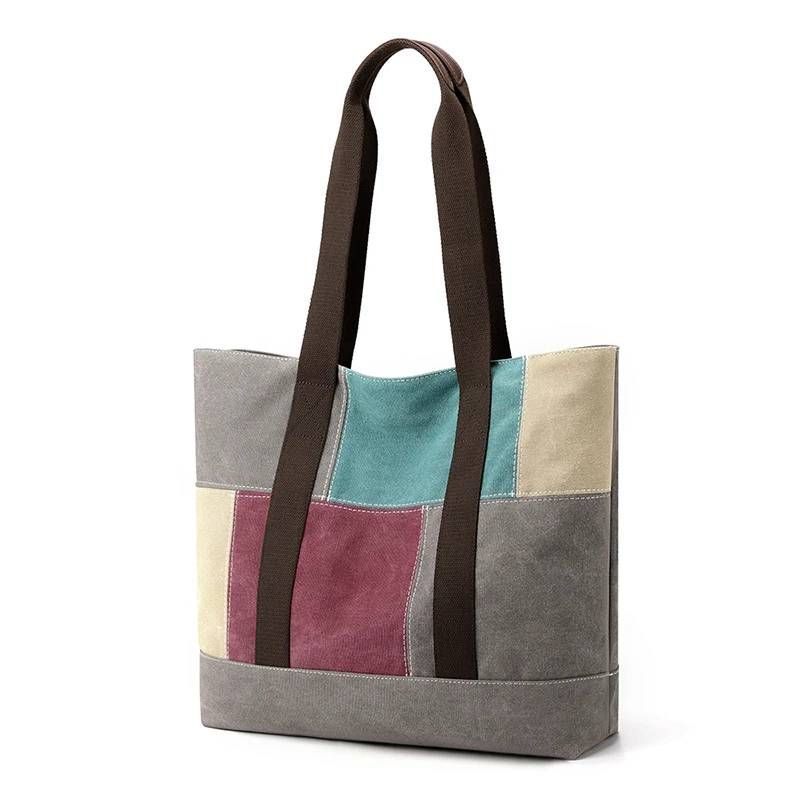 Marke Tote Strand Tourismus Outdoor Neue Patchwork frauen Tragbare Eine Schulter Canvas Tasche Freizeit Mode-Design_voghion.com