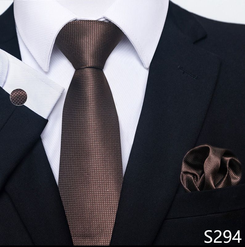 Cravatta da uomo unisex in poliestere da 8 cm, alla moda, con polsino quadrato, set da tre pezzi_voghion.com