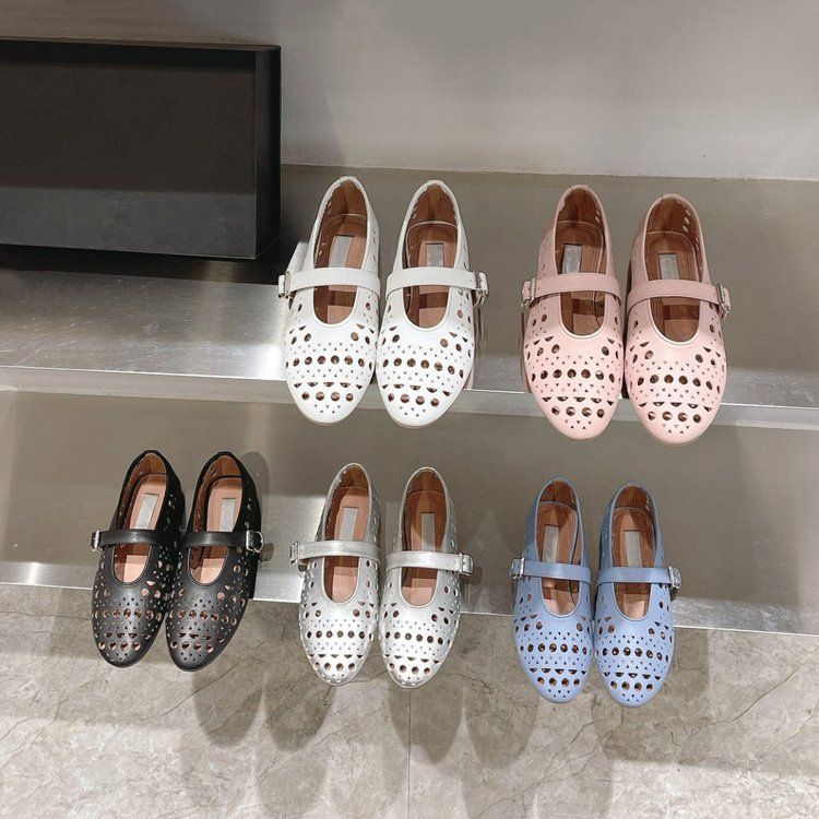 Ażurowe baletki Mary Jane damskie oddychające sandały z miękką podeszwą damskie 2025 nowe płaskie wygodne baleriny do tańca_voghion.com