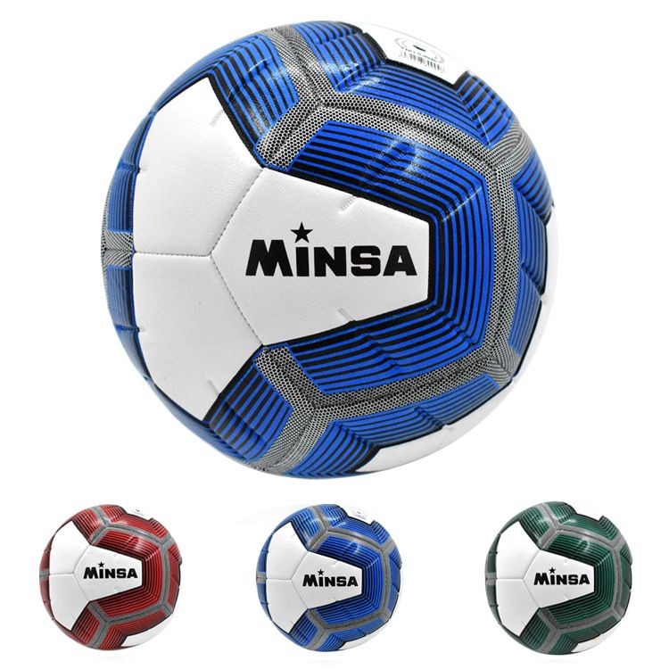 Balón cosido a máquina estándar n.º 5 para adultos y jóvenes, de Minsa, para uso en interiores y exteriores, de PU a prueba de explosiones y resistente al desgaste._voghion.com