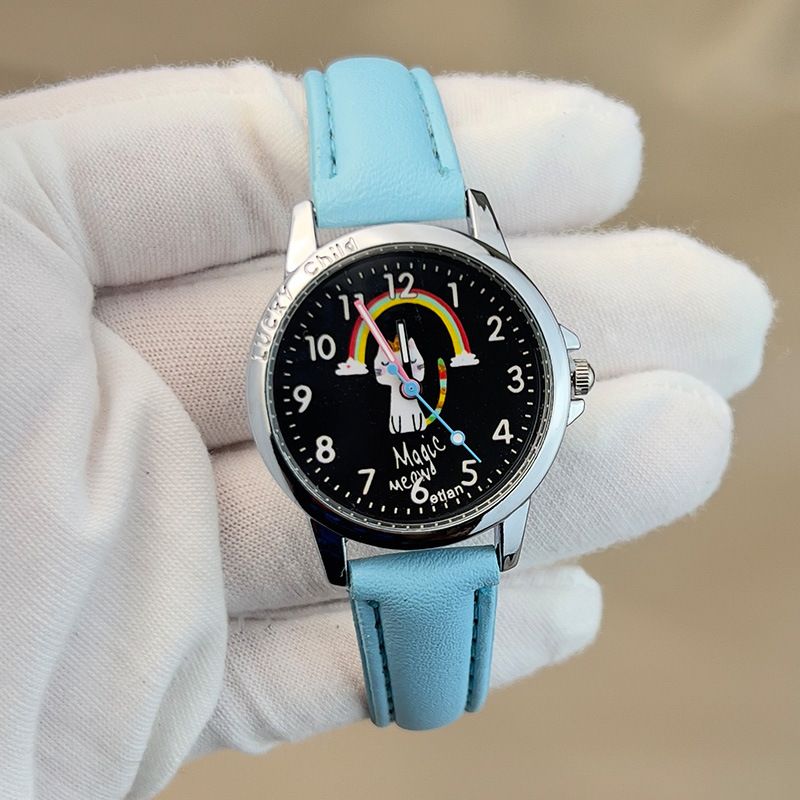 Modische Quarzuhr für Kinder, süße Studentenuhr, Katze, digital, buchstäblich Uhr für die Arbeit, täglich, Muttertag, Geburtstag, Jahrestag, Valentinstag, Geschenk_voghion.com