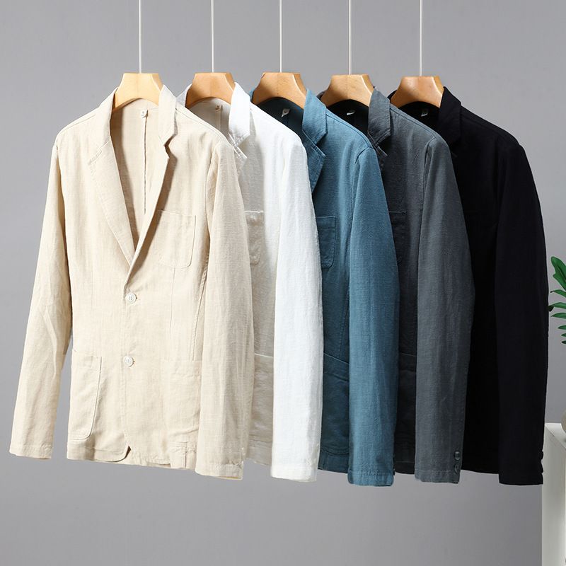 Casual Ramie Small Suit For Men, Versatile For Youth, Loose Fit For Business, Cotton And Linen Suit Jacket_voghion.com