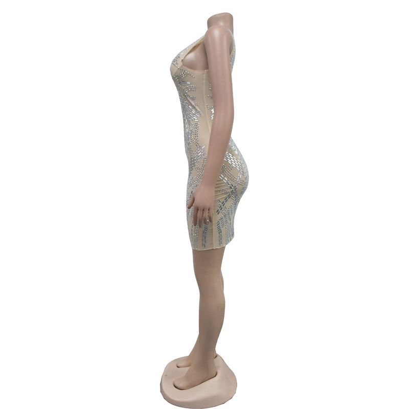Damenbekleidung Modisches Damen-Kleid aus einfarbigem Gaze-Pressbohrerrock_voghion.com