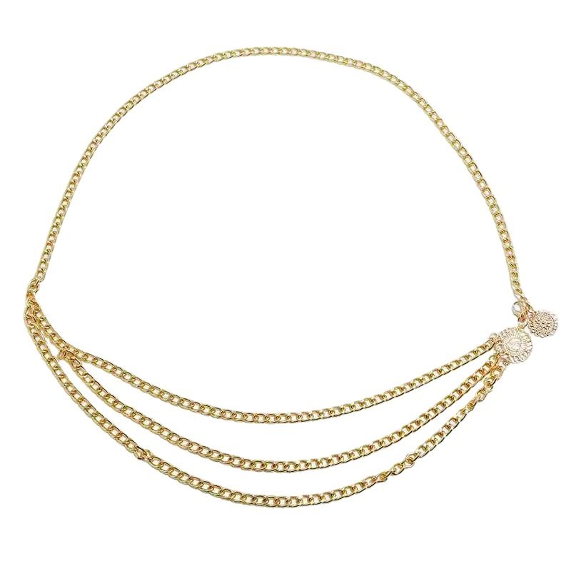 Cadena de cintura de estilo callejero con cuerpo de aluminio multicapa de moda para mujer con cabeza de reina de aleación_voghion.com