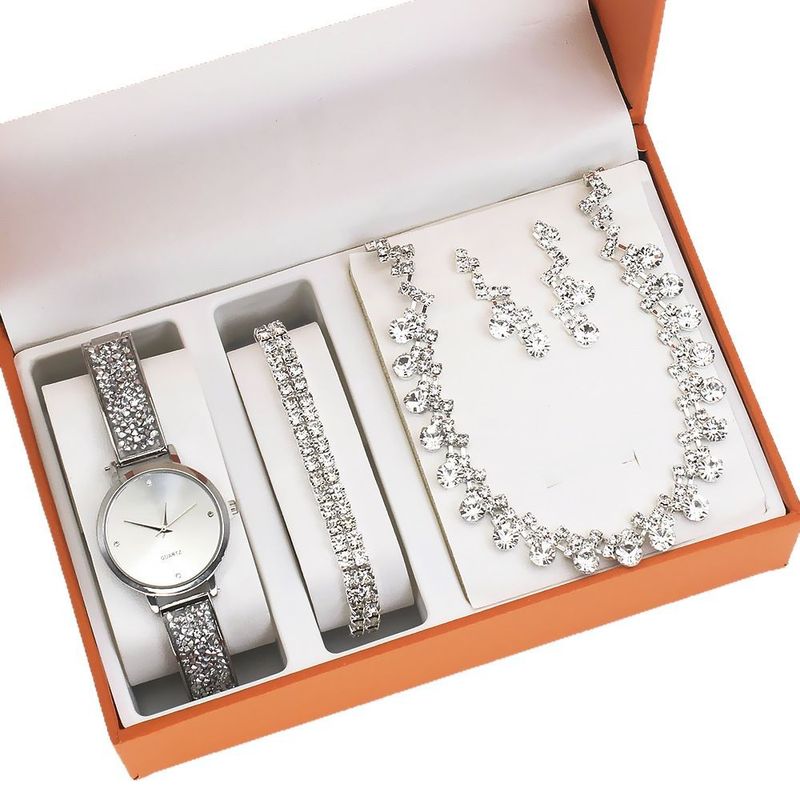 Neu Ohrringe Halskette Geschenk Uhr Braut Schmuck Vier-stück Set Frauen Armbanduhr_voghion.com