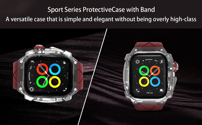 Odnosi se na remen Apple Watcha, super trčanje, kontrastna boja, prozirna crna, integrirani remen appleiwatch9876 44/45 mm_voghion.com