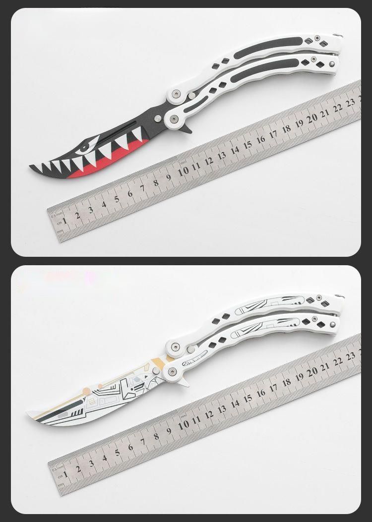 CSGO Butterfly Flip Anfänger Übungsspielzeug Klappbares tragbares Outdoormesser Vollstahl Ungeschärft_voghion.com