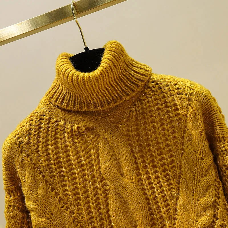 Women Oversized Sweater Loose Autumn Winter Turtleneck Elegant Knitted Warm Pullovers Fashion Solid Tops Knitwear Jumper_voghion.com