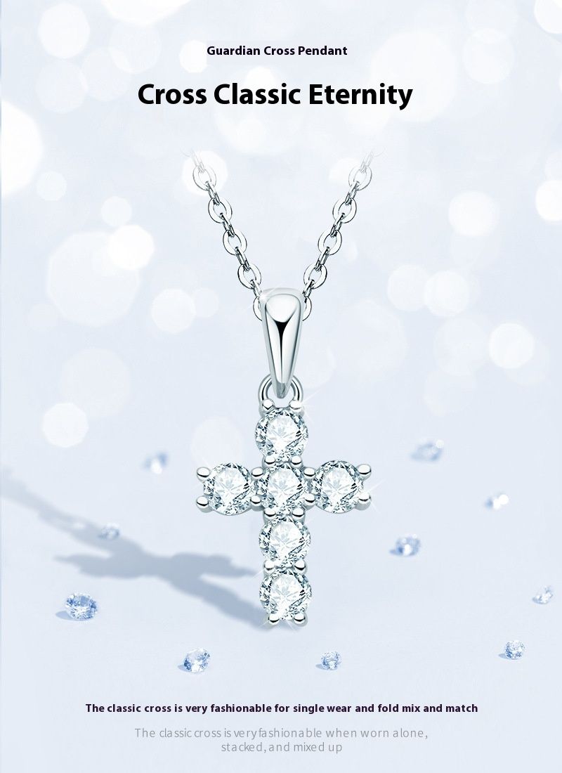 Classico ciondolo Mosan in argento puro placcato oro collana con croce alla moda_voghion.com