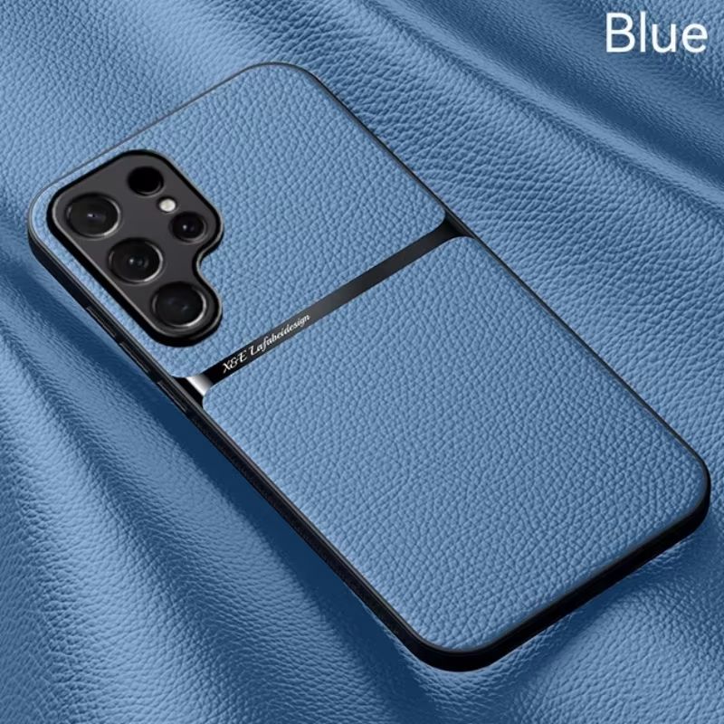 For Galaxy S25 Samsung S24 FE S23 Ultra S22 Plus S22ultra Case Leather Magnetic Car Holder Phone Cover_voghion.com
