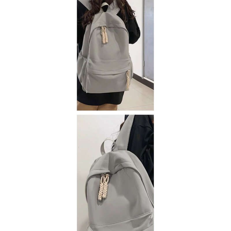 Multifunctional College Students Women's Waterproof Solid Color Backpack, Teenagers High School Students Simple Leisure Use Travel Backpack,_voghion.com